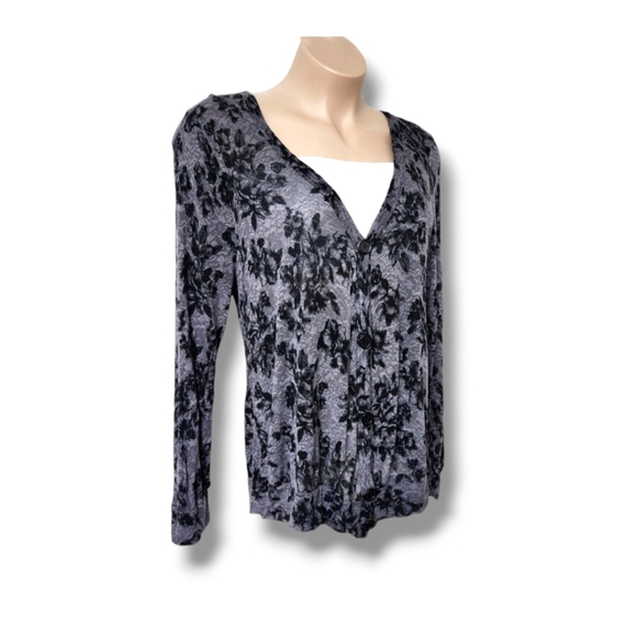 French Laundry Semi-Sheer Floral Baroque Long Sleeve Cardigan | 22/24 - Picture 2 of 7